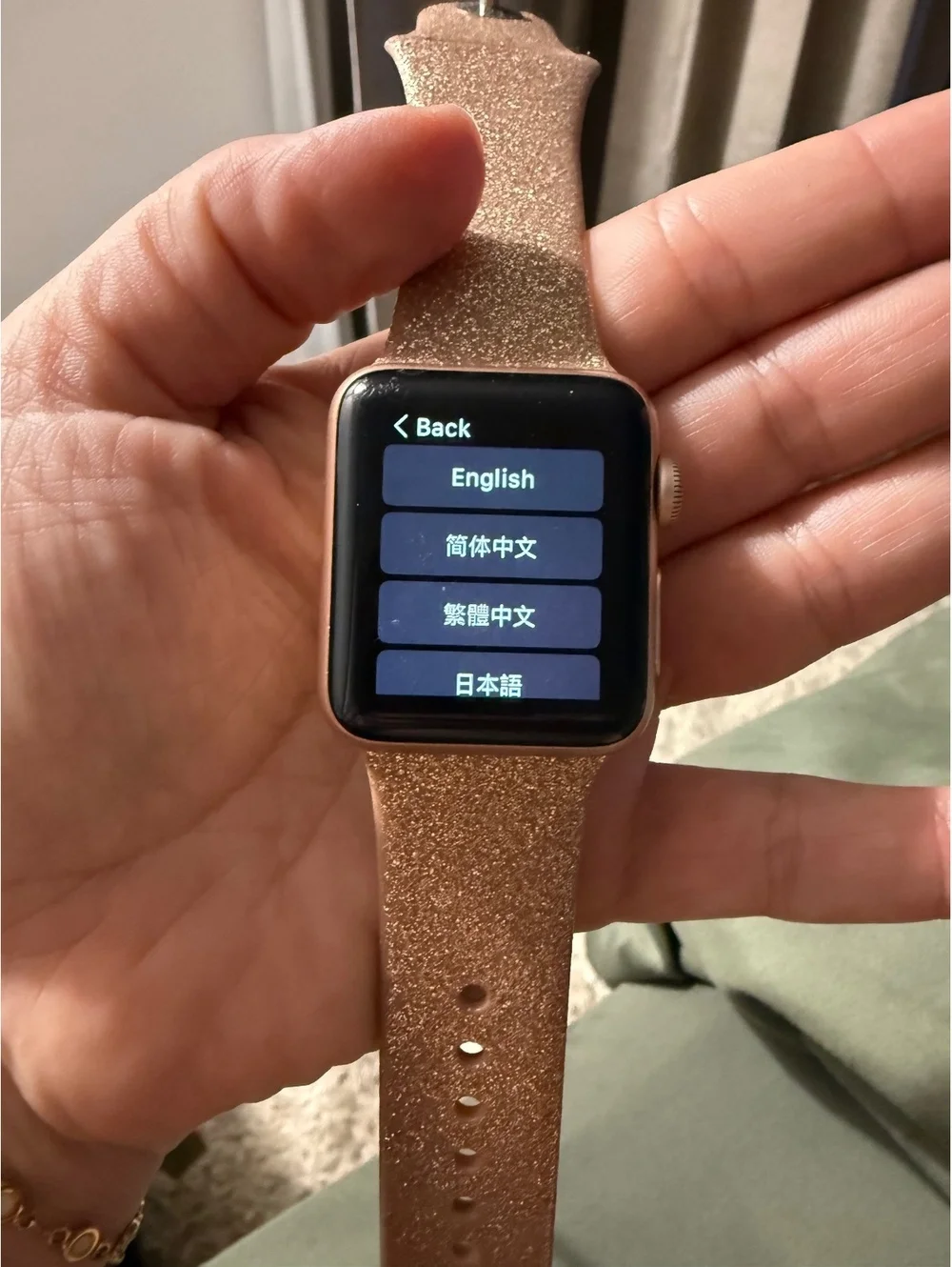 Apple Watch Series 3 Aluminum Case with Pink Glitter Sport Band